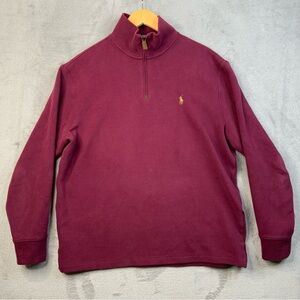 Polo Ralph Lauren Maroon Estate Rib 1/4 Zip Pullover. Mens Size Large.